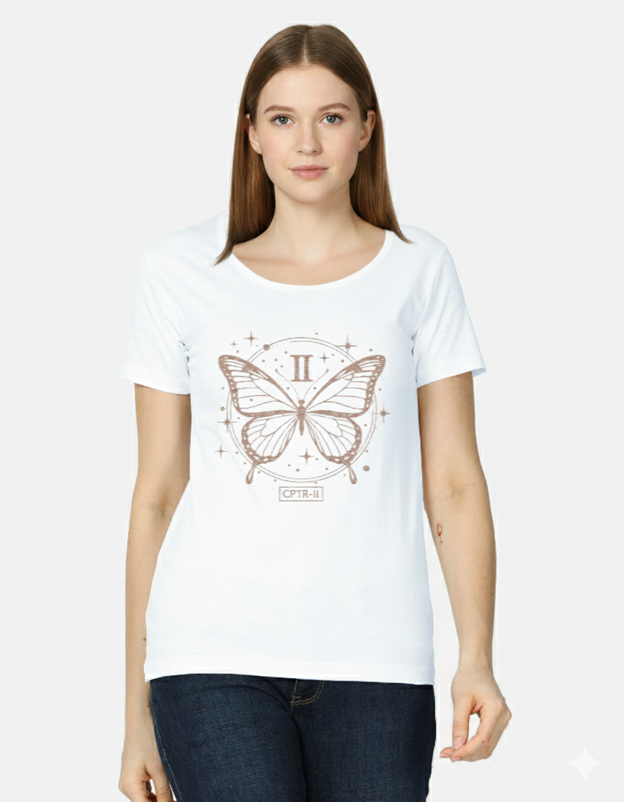 Abstract Butterfly Wings Number II Black T-Shirt for Women