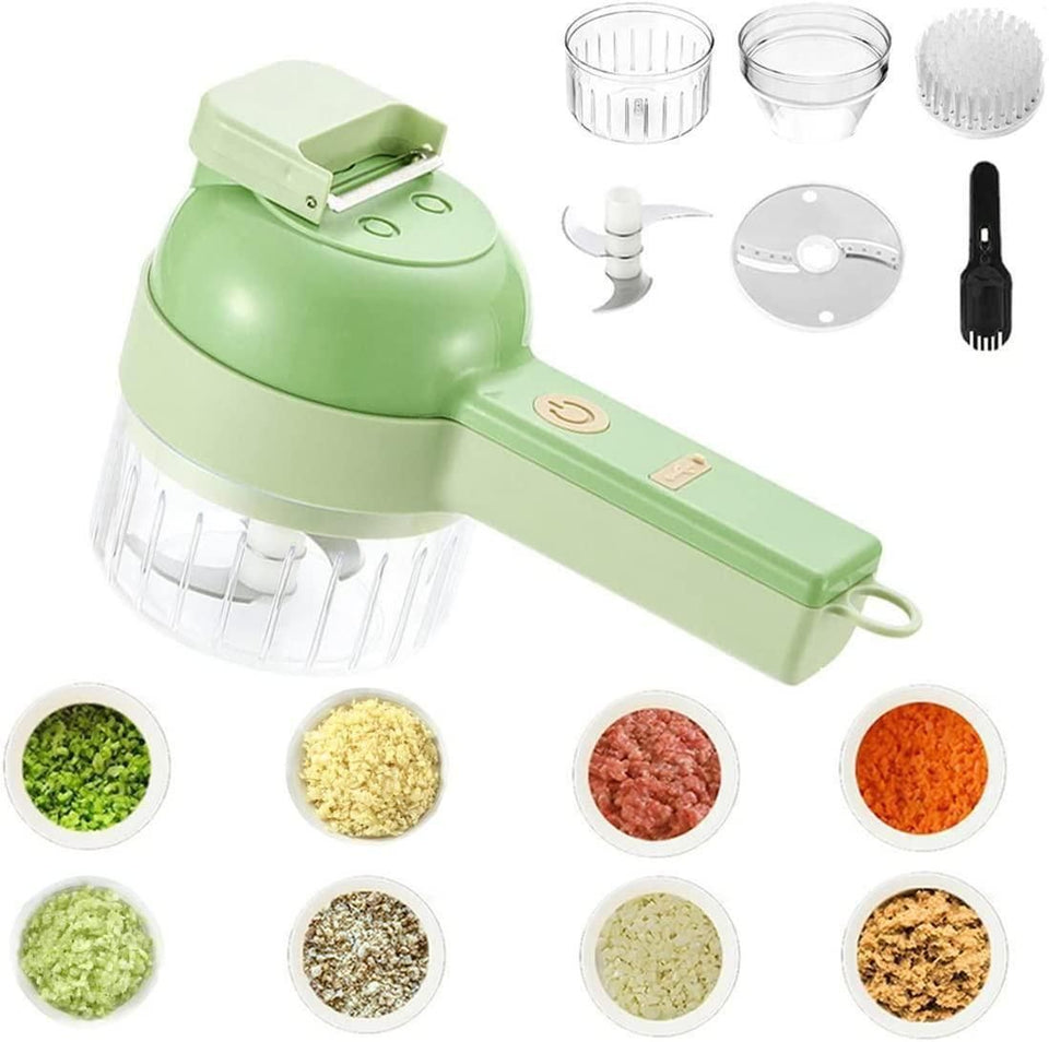 4 in 1 Portable Electric Vegetable Cutter Set – Wireless Food Chopper & Slicer for Kitchen