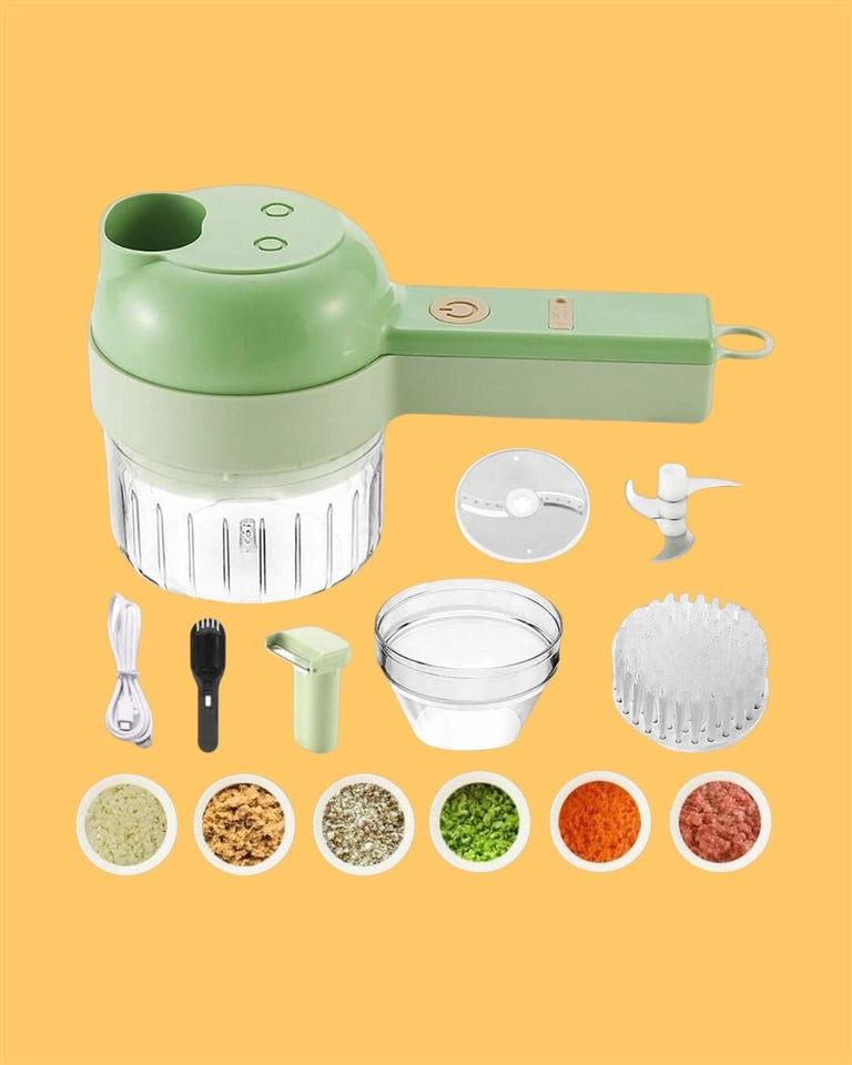 4 in 1 Portable Electric Vegetable Cutter Set – Wireless Food Chopper & Slicer for Kitchen