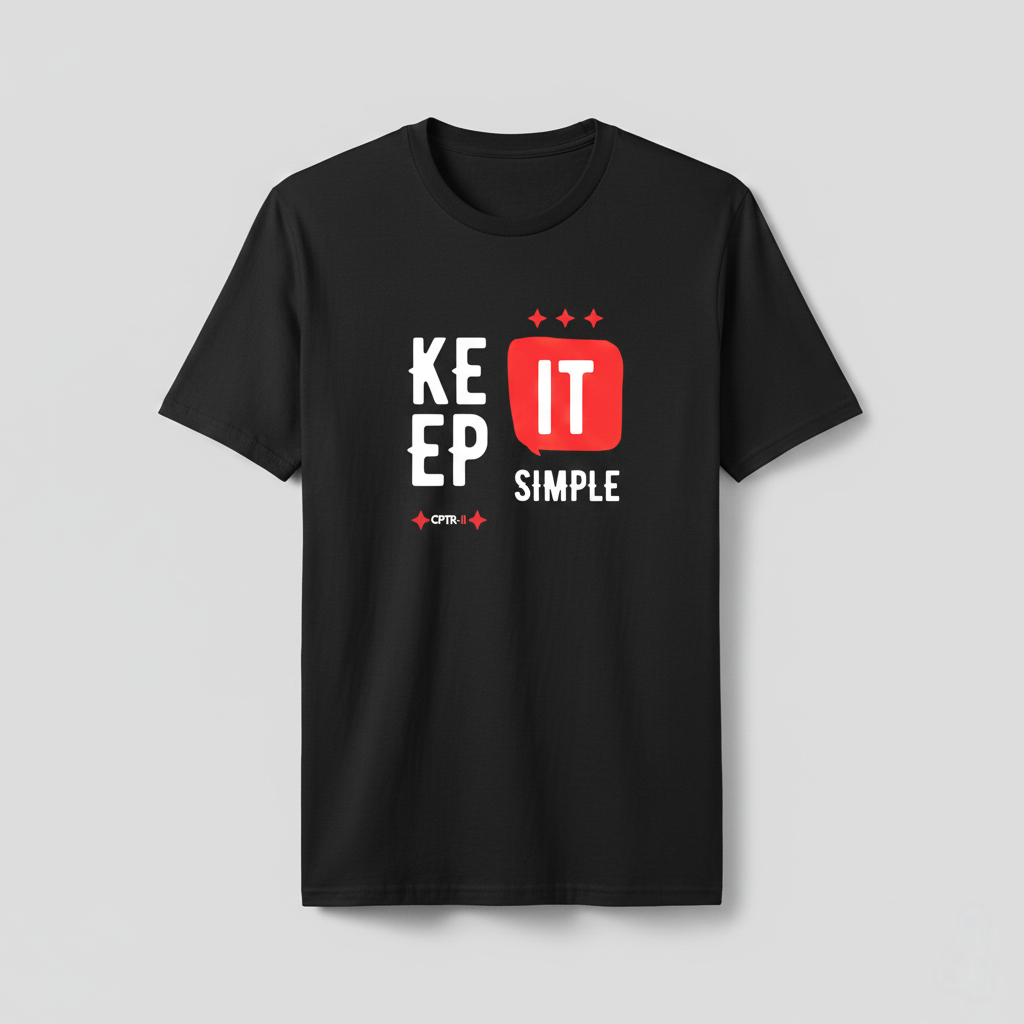 CPTR-II “Keep It Simple” Black T-Shirt – Minimalist Quote Tee, Premium Half Sleeve