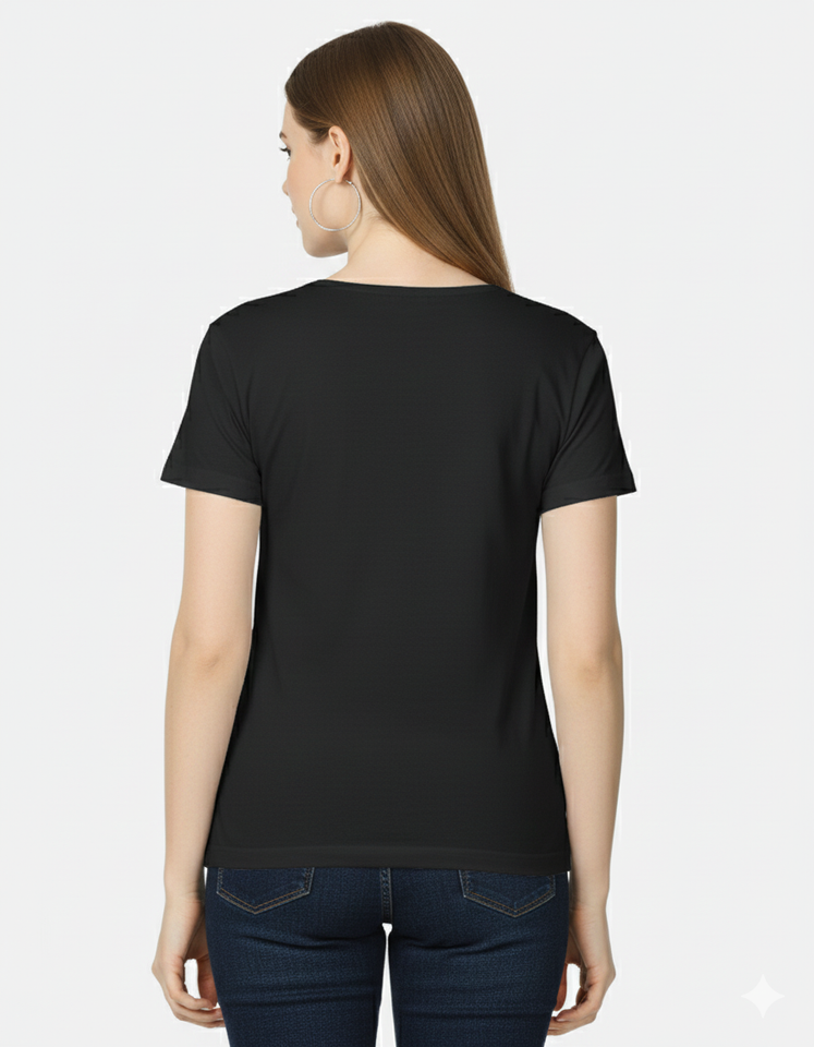 Abstract Butterfly Wings Number II Black T-Shirt – Elegant Minimal Graphic Tee for Women