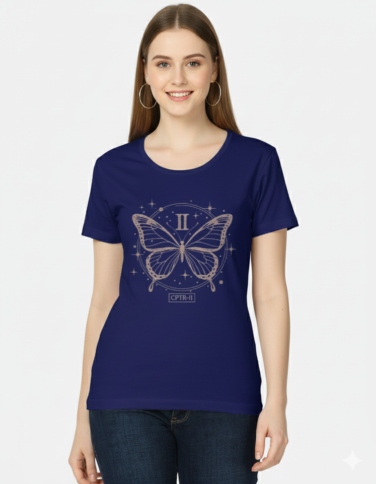 Abstract Butterfly Wings Number II Black T-Shirt – Elegant Minimal Graphic Tee for Women