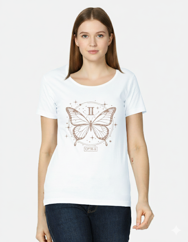 Abstract Butterfly Wings Number II Black T-Shirt – Elegant Minimal Graphic Tee for Women