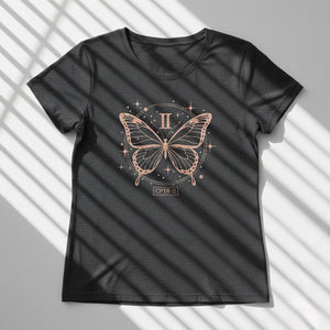 Abstract Butterfly Wings Number II Black T-Shirt – Elegant Minimal Graphic Tee for Women