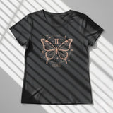 Abstract Butterfly Wings Number II Black T-Shirt – Elegant Minimal Graphic Tee for Women