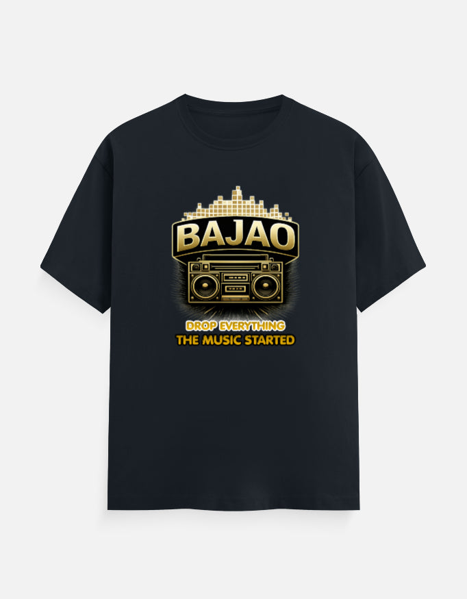 Bajao Drop Everything The Music Started navy blue regular fit unisex t-shirt by Trendble, music lover clothing India - View 7