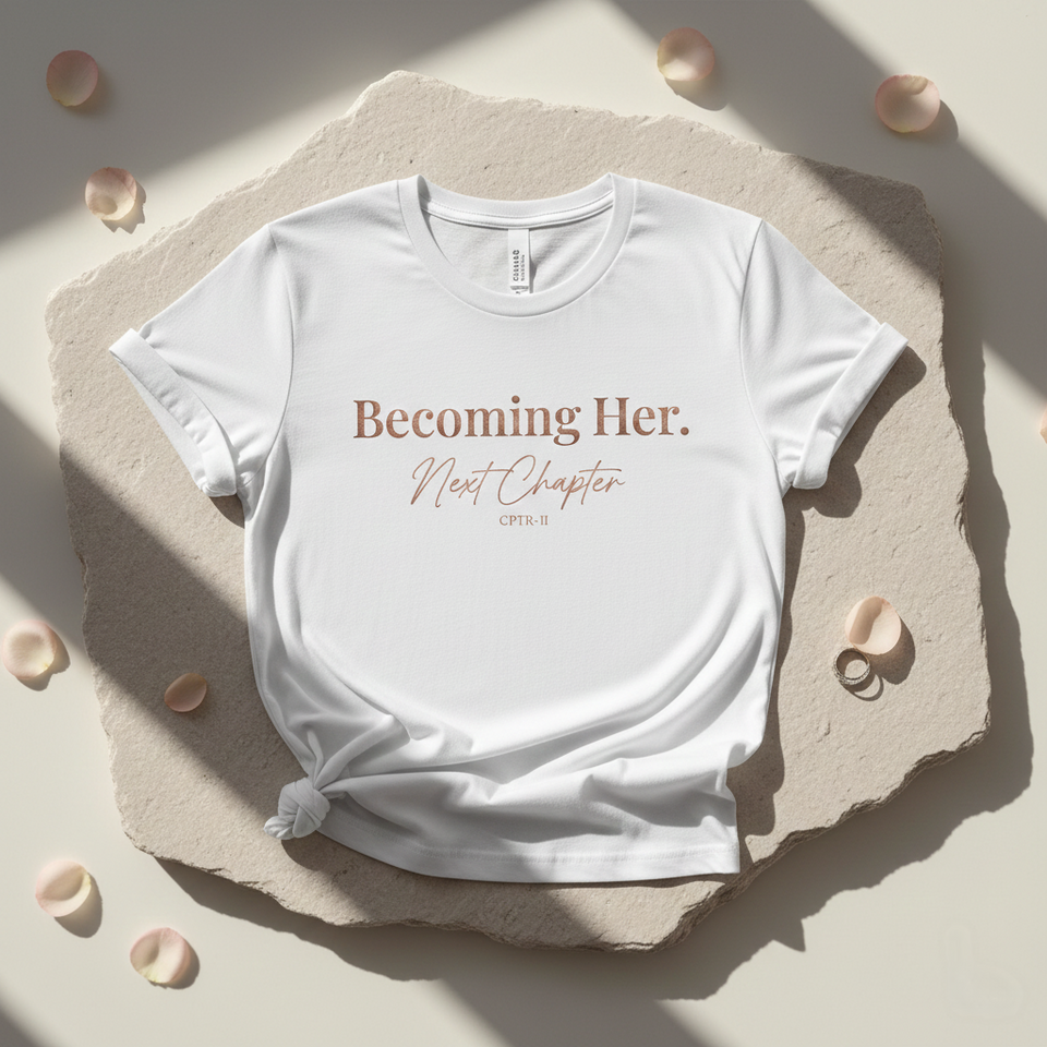 Becoming Her CPTR-II White T-Shirt for Women | Minimal Motivational Tee