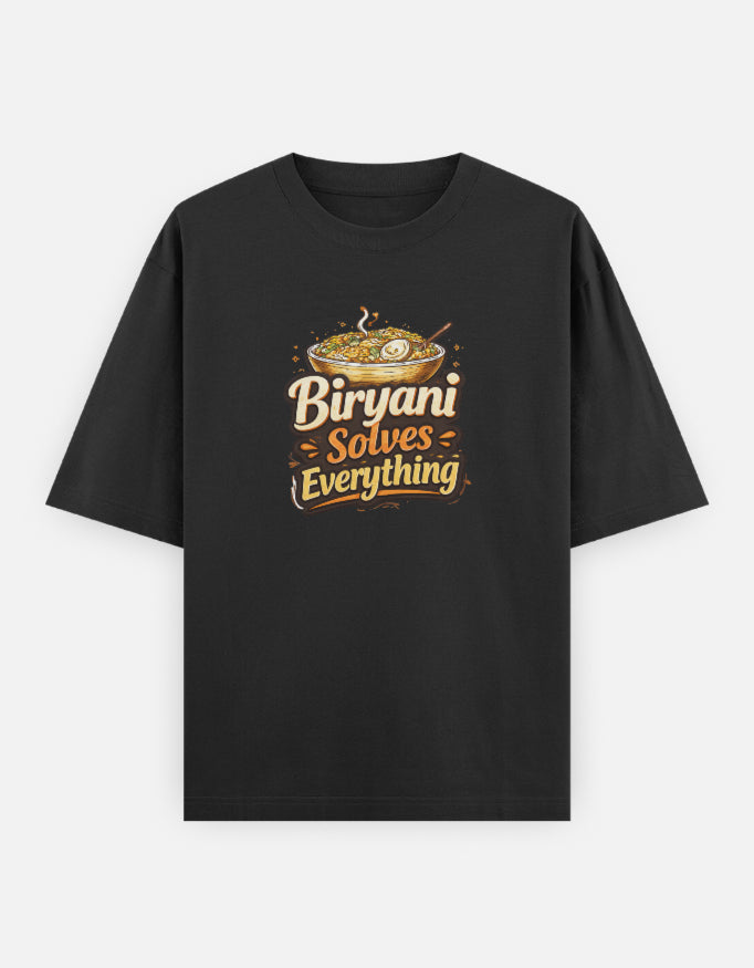 Biryani Solves Everything Oversized T-Shirt for Food Lovers | Unisex - View 2