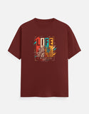 Brick red graphic t shirt with Life is Beautiful quote and mandala artwork, unisex cotton t shirt for casual daily wear in India - View 9