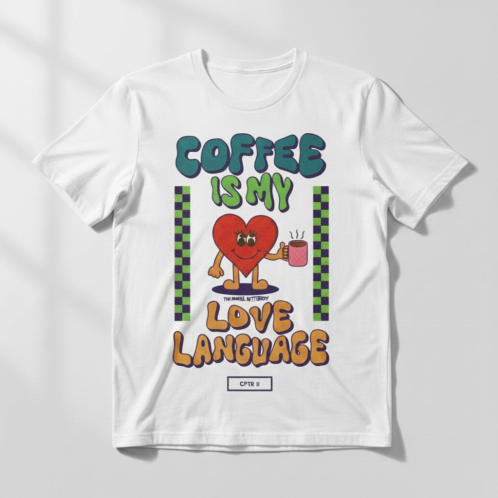Coffee Is My Love Language T-Shirt | White Half Sleeve Caffeine Lover's Tee| CPTR-II