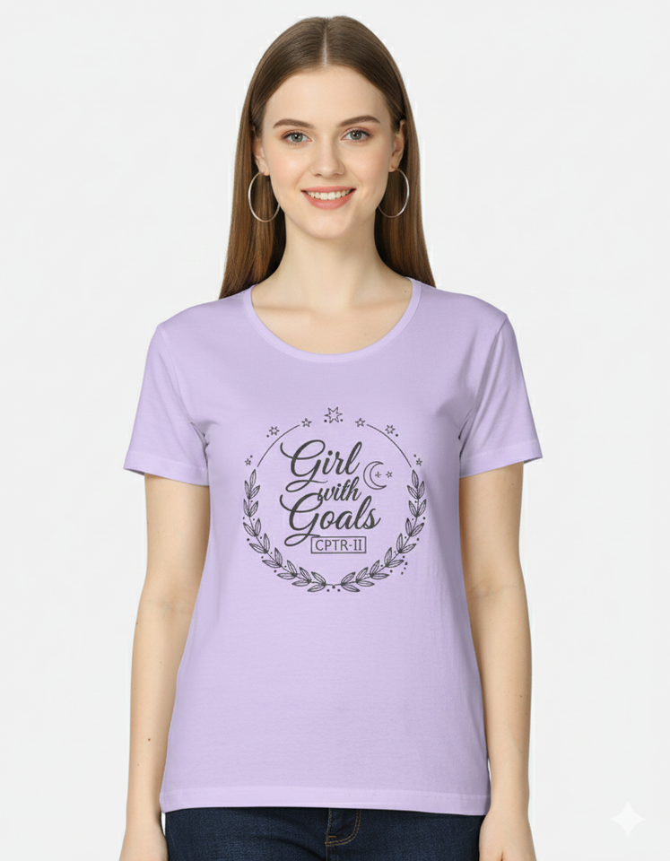 Girl With Goals CPTR-II Black T-Shirt – Motivational Graphic Tee for Women