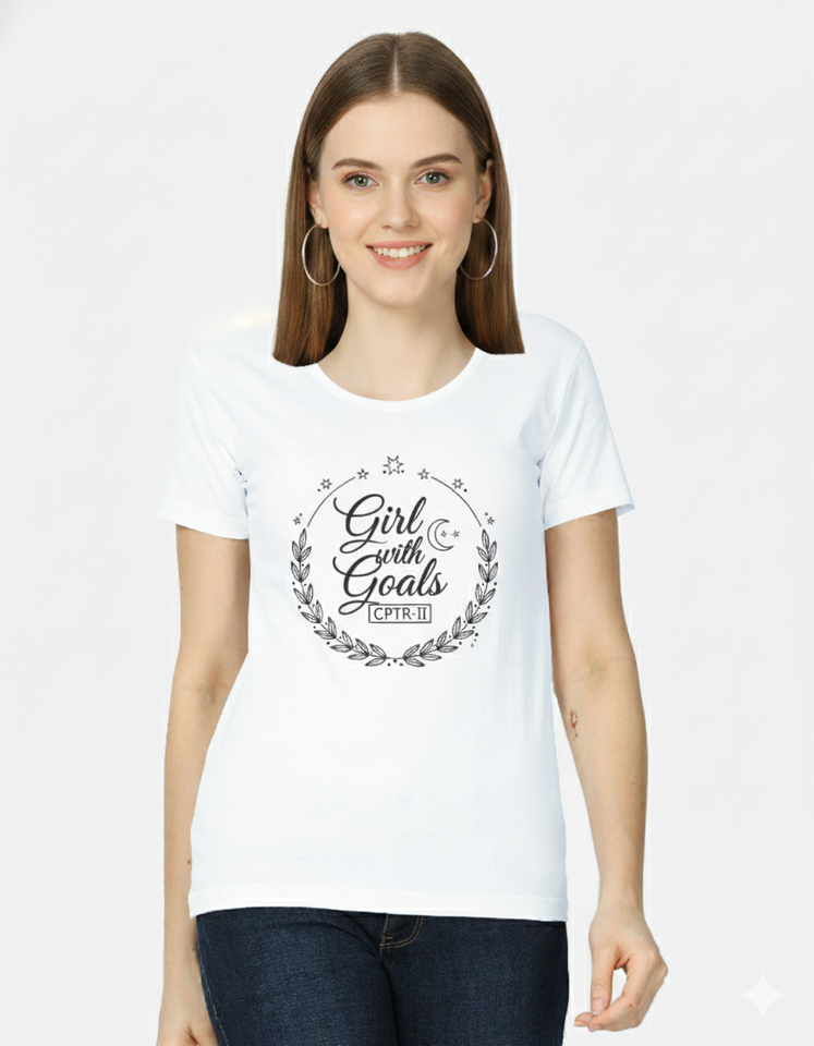 Girl With Goals CPTR-II Black T-Shirt – Motivational Graphic Tee for Women