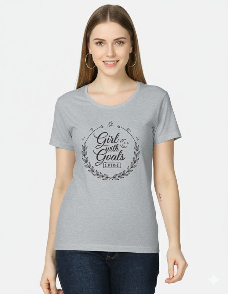 Girl With Goals CPTR-II Black T-Shirt – Motivational Graphic Tee for Women