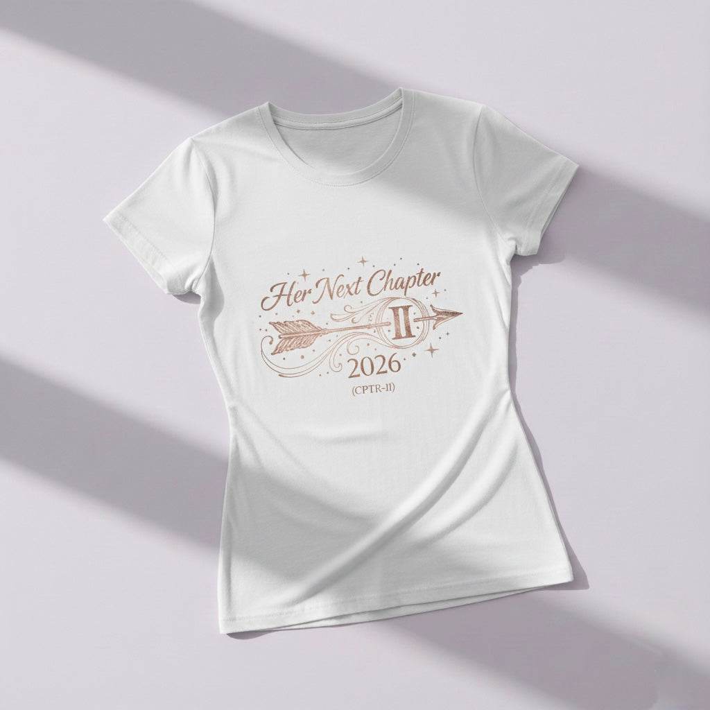 Her Next Chapter 2026 CPTR-II Edition White T-Shirt | Women’s Inspirational Tee