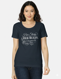 CPTR-II “Her Story Her Rules – Chapter II 2026” Black T-Shirt | Women’s Empowerment Quote Tee, Half Sleeve