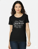 CPTR-II “Her Story Her Rules – Chapter II 2026” Black T-Shirt | Women’s Empowerment Quote Tee, Half Sleeve