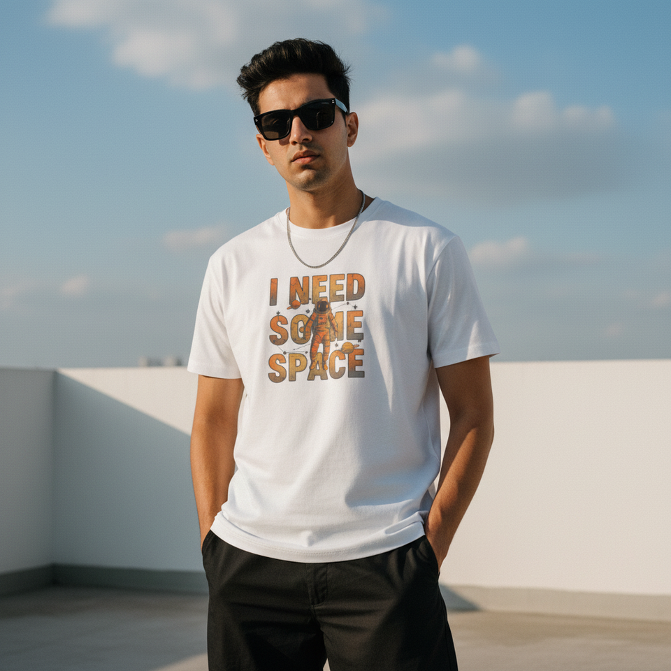 I Need Some Space Black Graphic Printed Regular fit T-Shirt for Male Mumbai – Trendble - View 2