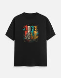 Black unisex graphic t shirt with Life is Beautiful quote and mandala design, regular fit cotton streetwear for everyday wear in India - View 3