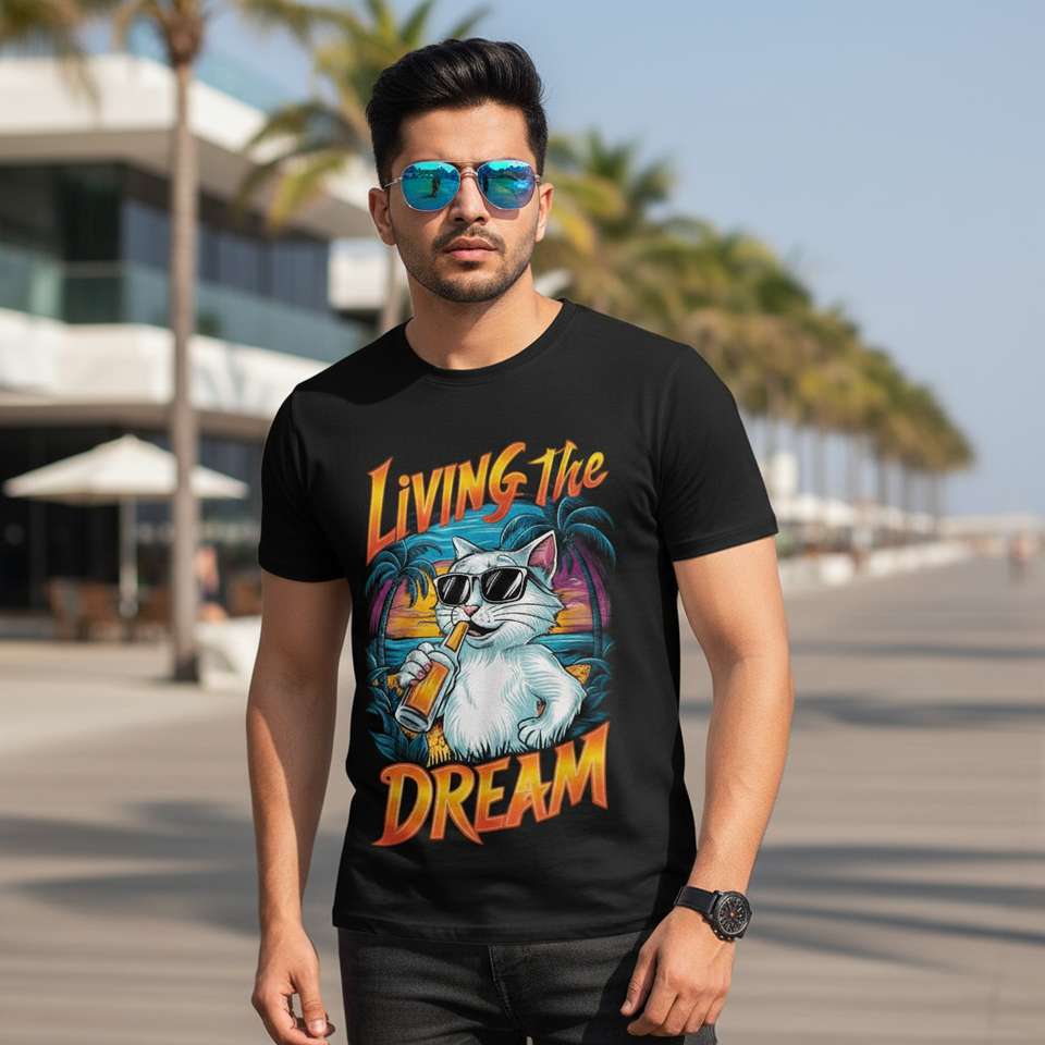 Living The Dream T-Shirt Male Model Lifestyle Image - View 2