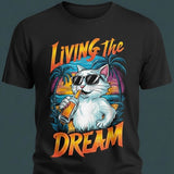 Living The Dream Black T-Shirt | Half-Sleeve Inspirational Quote Tee | TheUnboxify.com