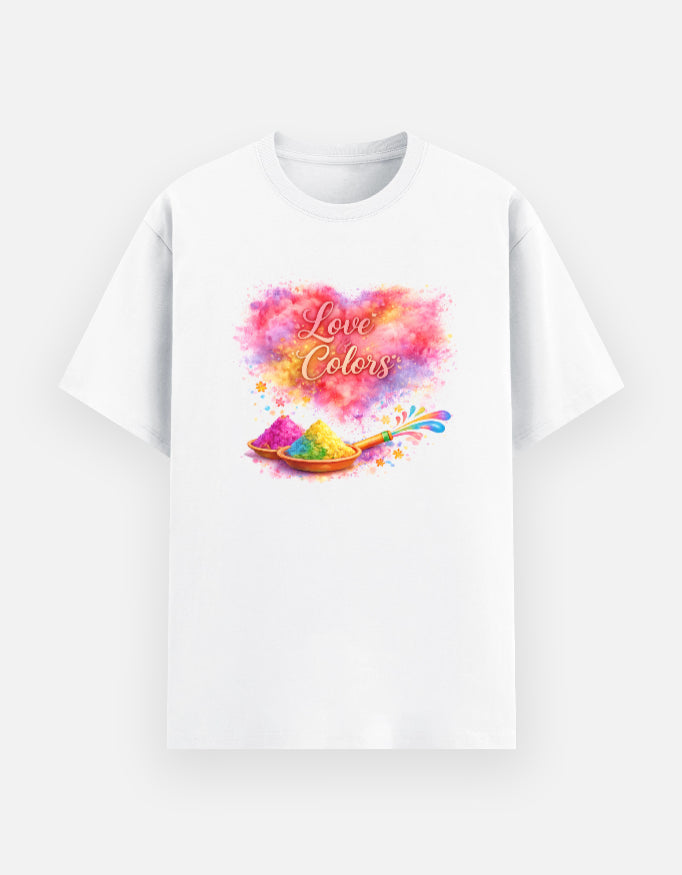 Love & Colors Regular Fit T-Shirt | Unisex Holi Tee | Trendble - View 2