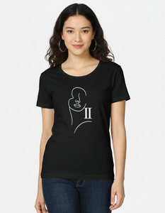 Minimal Female Line-Art CPTR-II Black Half Sleeve T-Shirt for Women – Modern Minimalist Graphic Tee