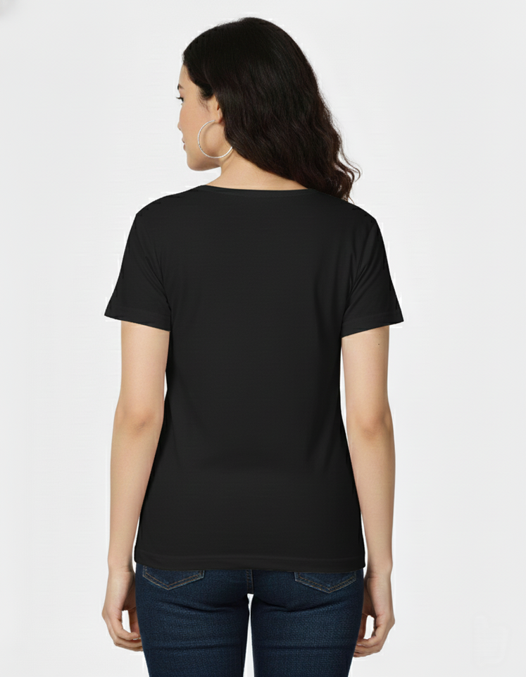 Minimal Female Line-Art CPTR-II Black Half Sleeve T-Shirt for Women – Modern Minimalist Graphic Tee