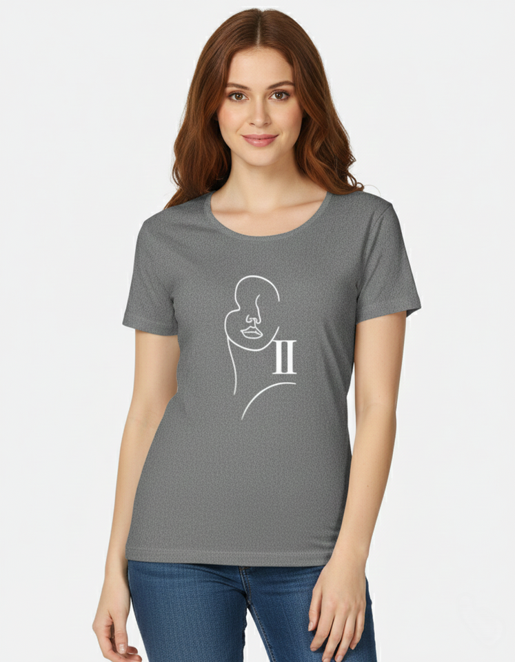 Minimal Female Line-Art CPTR-II Black Half Sleeve T-Shirt for Women – Modern Minimalist Graphic Tee