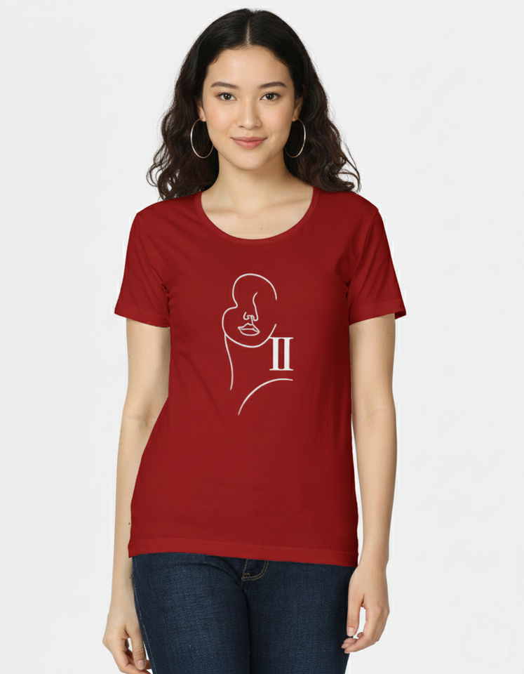 Minimal Female Line-Art CPTR-II Black Half Sleeve T-Shirt for Women – Modern Minimalist Graphic Tee