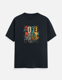 Navy blue regular fit cotton t shirt with Life is Beautiful graphic print, comfortable unisex casual streetwear t shirt India - View 7