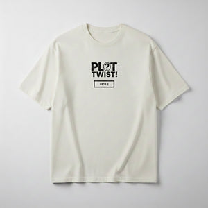 Plot Twist T-Shirt: Funny White Half Sleeve Graphic Tee for Women | CPTR-II