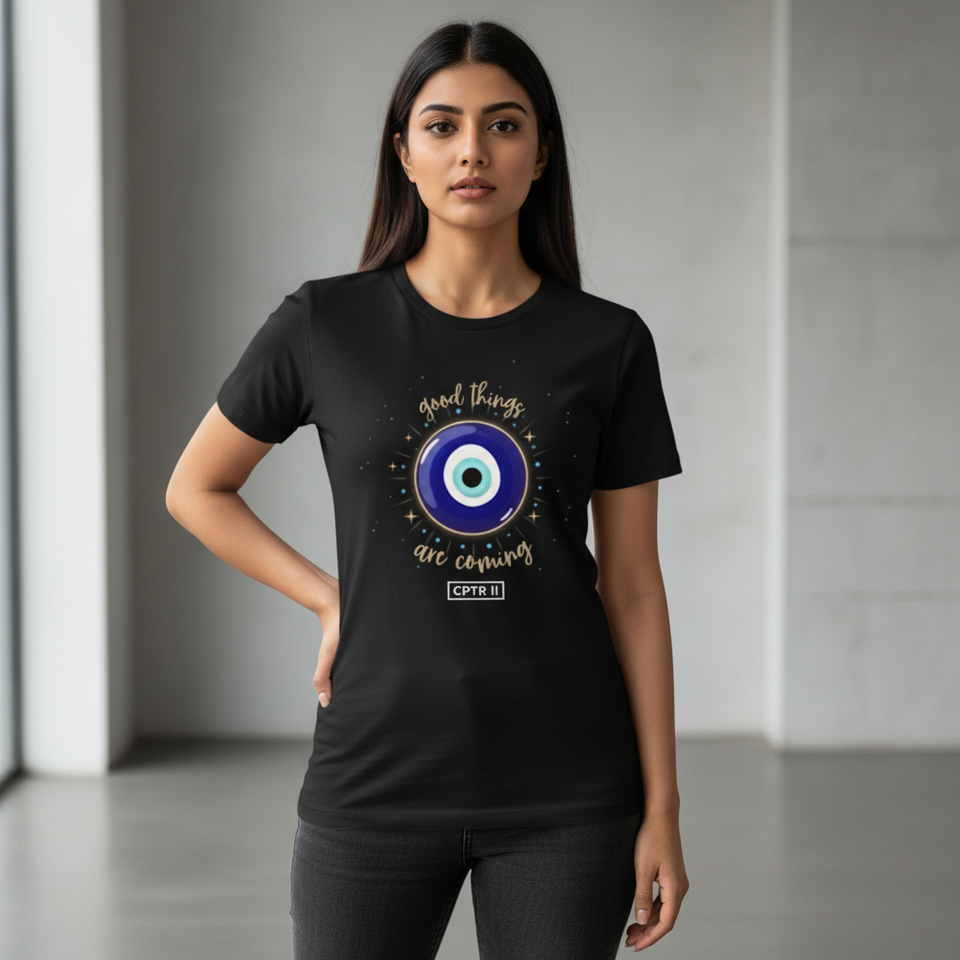 Professional lifestyle shot of Good Things Are Coming T-shirt - View 1