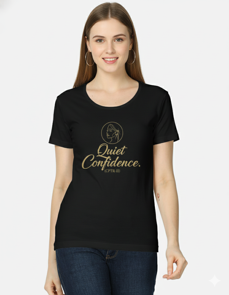 Quiet Confidence CPTR-II Black T-Shirt – Minimal Motivational Tee for Men & Women