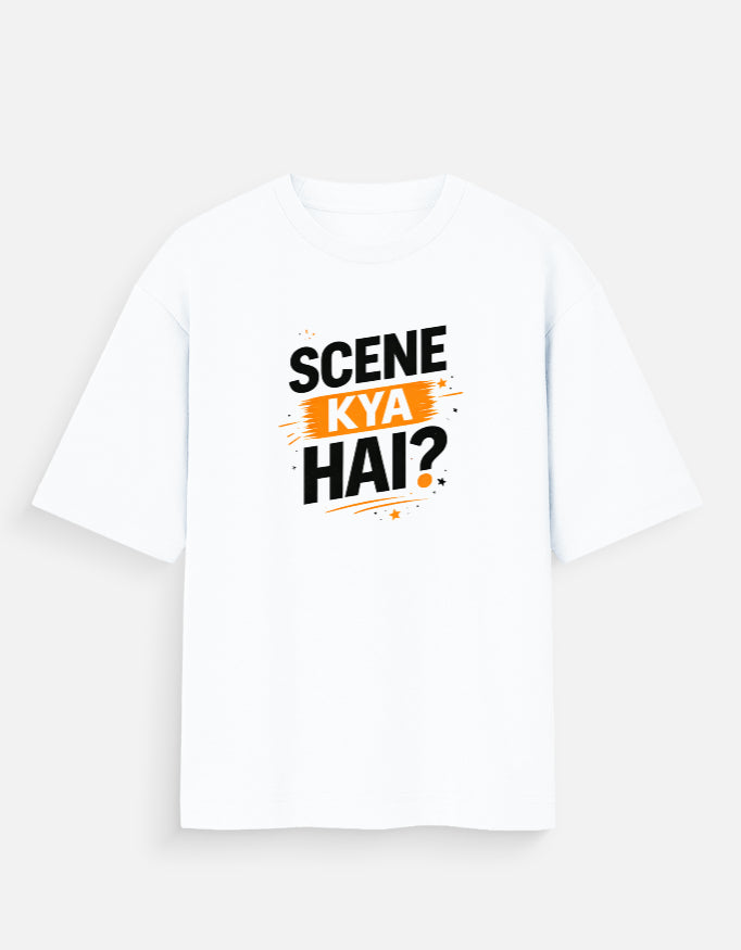 Scene Kya Hai? Oversized Drop-Shoulder T-Shirt | Unisex | Trendble Trendble.com - View 5