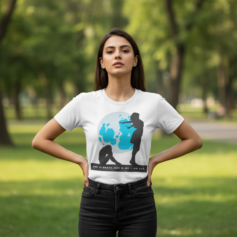 She is Brave T-Shirt Lifestyle Image - View 1