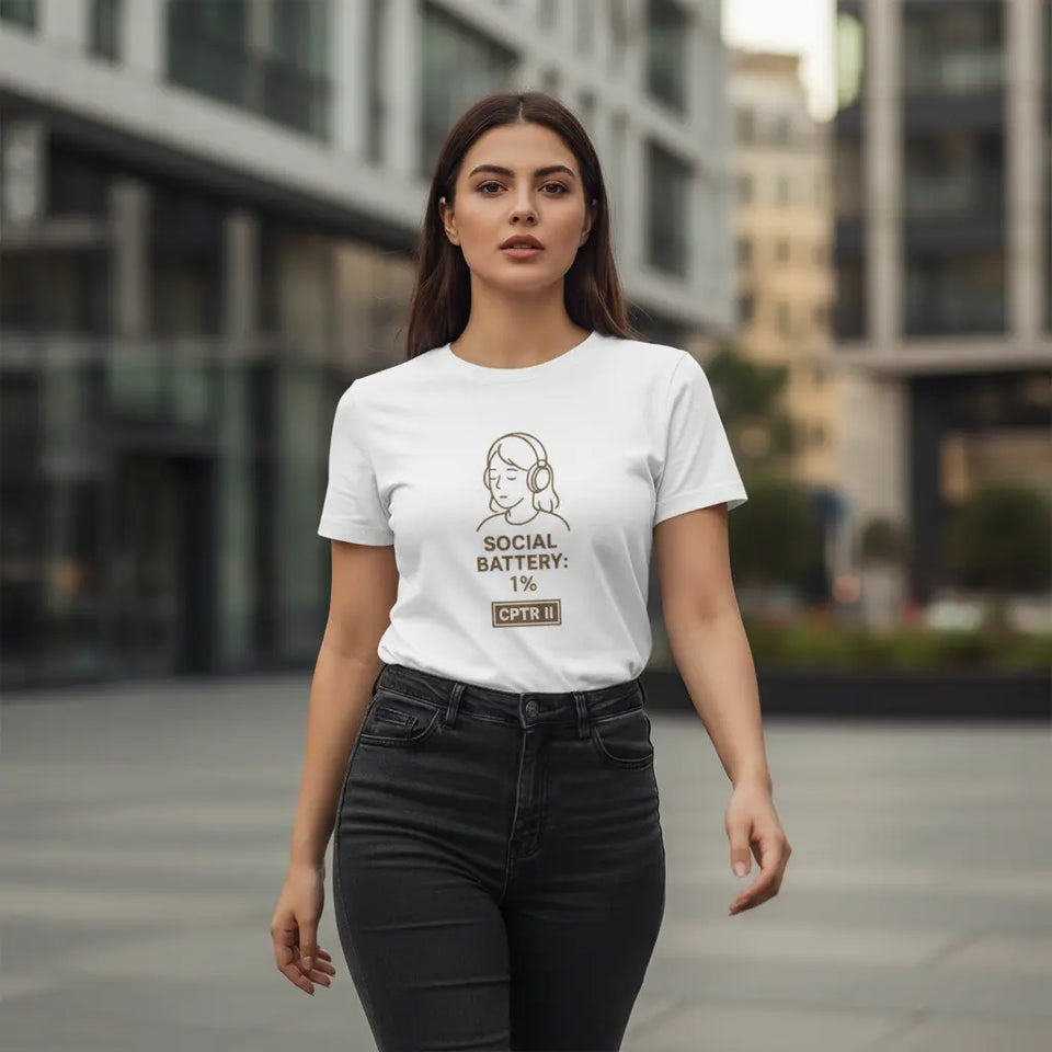 Social Battery 1% T-Shirt Lifestyle Image - View 1