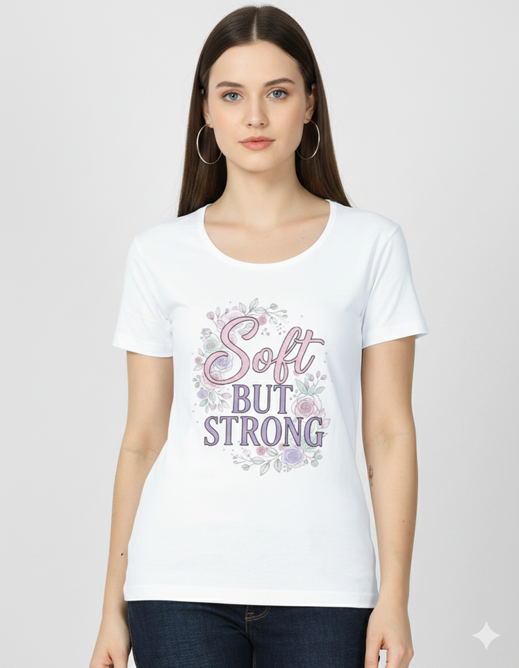 Soft but Strong" T-Shirt | White Half Sleeve Resilience & Balance Tee| CPTR-II