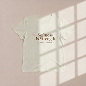 Softness is Strength" T-Shirt | White Half Sleeve Self-Compassion Tee | CPTR-II