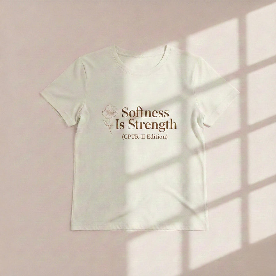 Softness is Strength" T-Shirt | White Half Sleeve Self-Compassion Tee | CPTR-II