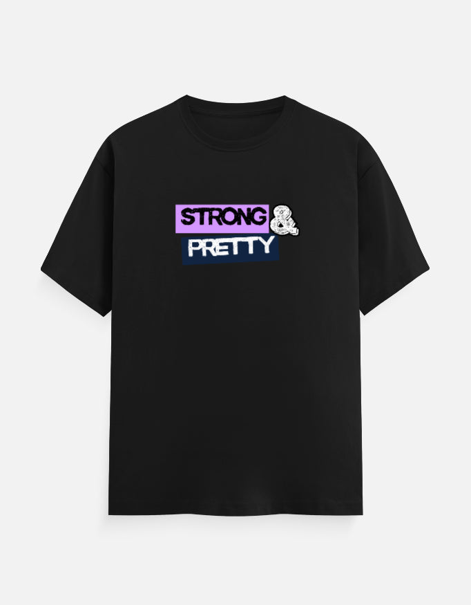 Strong and Pretty black women's regular fit graphic t-shirt — Trendble India - View 3