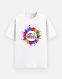 Minimalist Holi Vibes T Shirt in White - 180 GSM Premium Poly-Cotton Regular Fit Front View - View 3