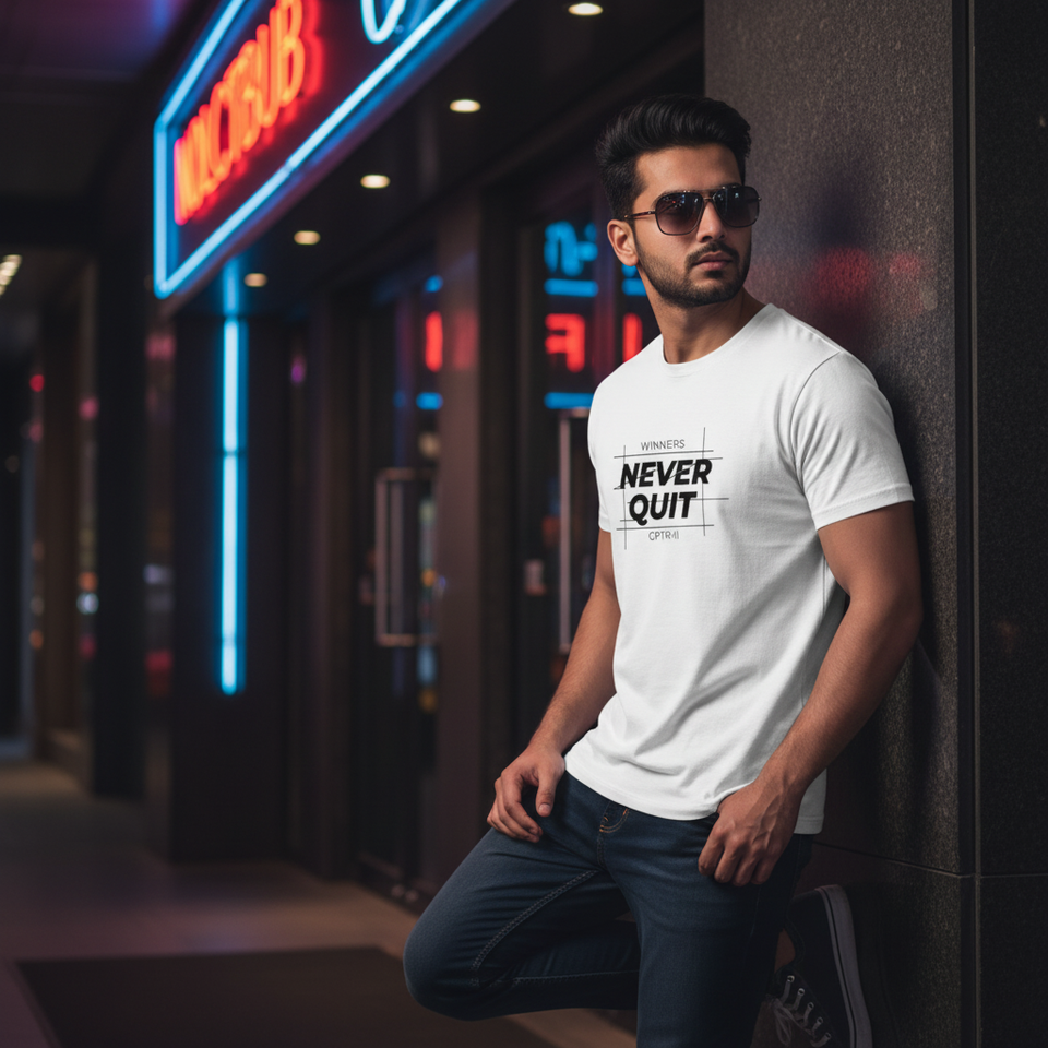 Winners Never Quit T-Shirt Lifestyle Image - View 1